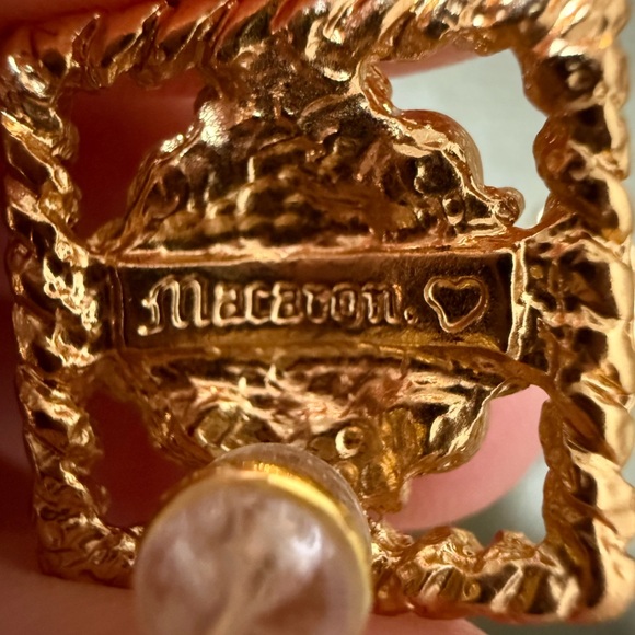 Vintage Tara Red / Retro Macaron Green Gold Tone Rhinestone Post Back Earrings - Picture 8 of 9